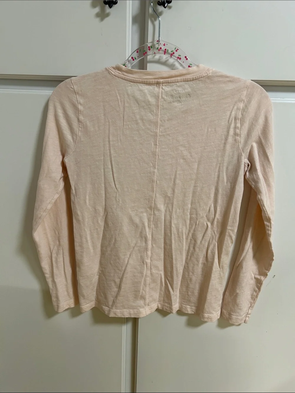 J. Crew Pale Pink Long-Sleeve Girlfriend Tee XXS